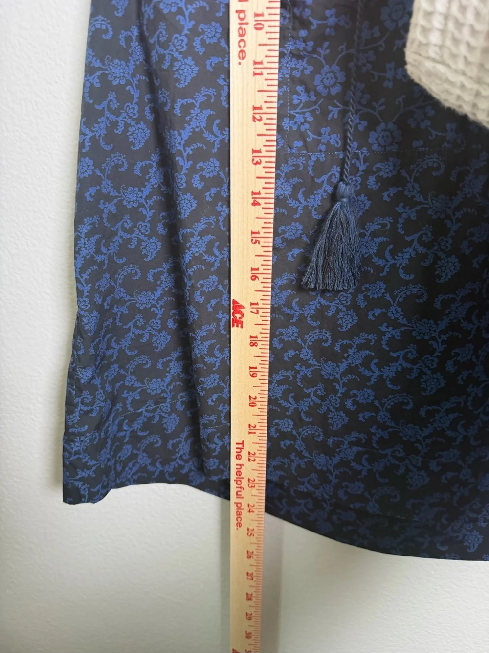 Ulla Johnson Elm Top-Navy & Blue Floral Tassel Tie-Front Blouse Retail $245